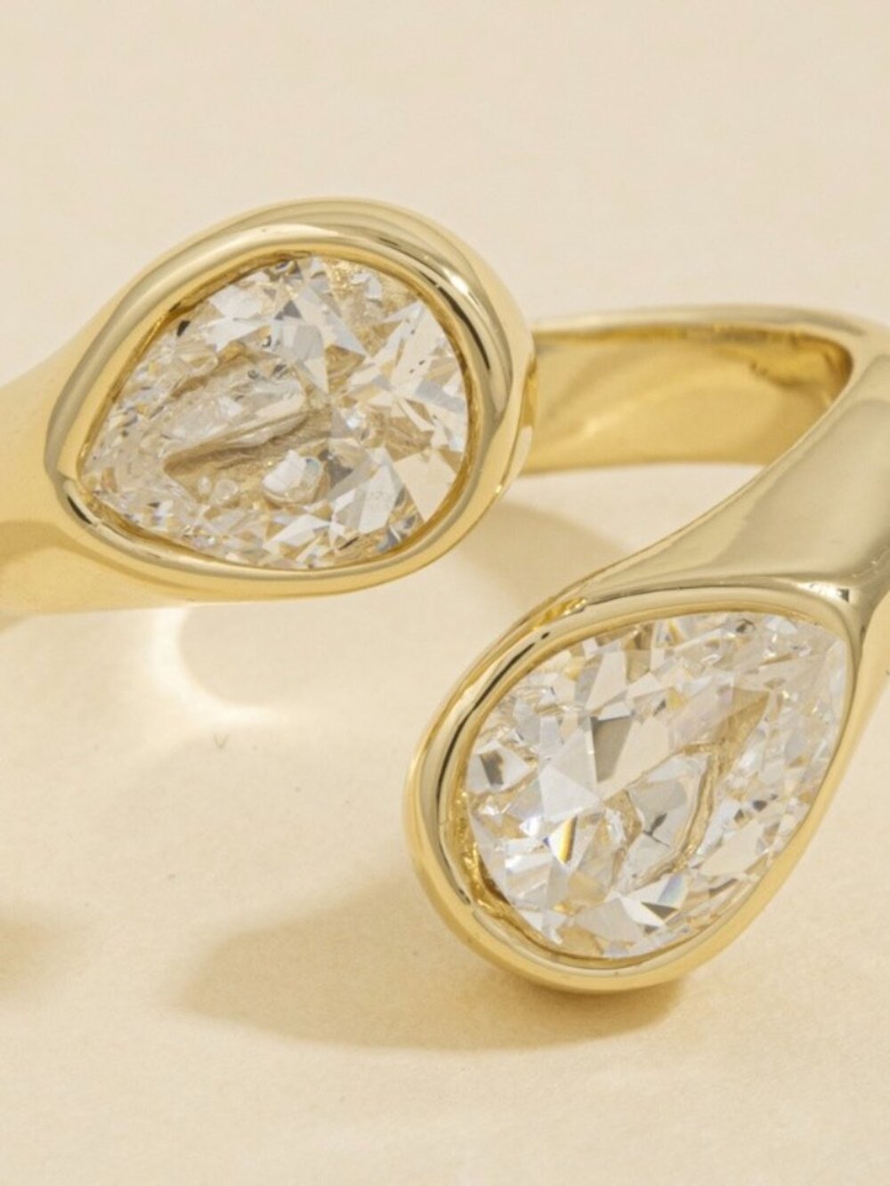 COMING SOON KATRINA GOLD BEZEL OPEN BAND RING